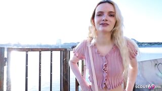 GERMAN SCOUT - Slender German Teen Amber Kawaii get leg shaking Orgasm at Casting Sex