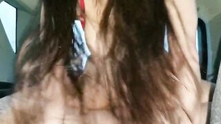 Big dick fills her rod as tires screech loud