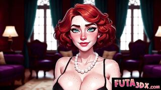 Sultry Redhead Slurps Enormous Futa Knob with Gusto