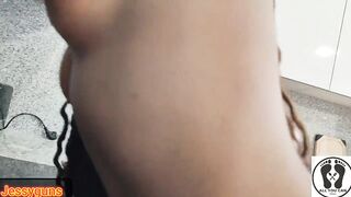 Sweaty Armpits Boobs Bouncing While Cleaning the Kitchen