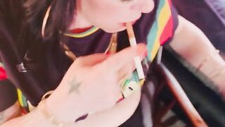 British Mommy Tina Snua Double Pumping A Cigarette - Smokin' Smoker Smokes OMI OME Drifting