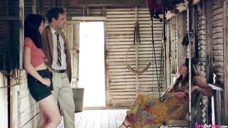 Sexually Slutty brunette is getting banged from the back while her almost all valuable friend is watching and masturbating