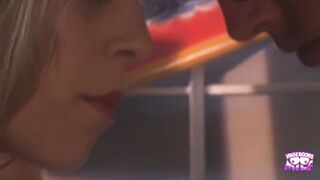 The Honey Is Masturbating to the Scene of the Hot Golden-haired in Stockings Screwing Wildly.