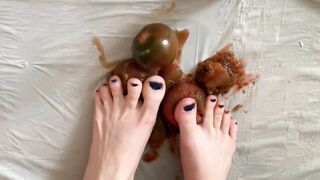 Dark Kumato Tomato Feet Food Squashing & Stepping