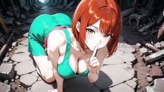 Redhead Manga Girl Screwed Hard in Ruined Factory - Leaking Cum All Over Her Big Ass