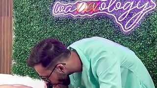 Breaking into the twink's little butt.