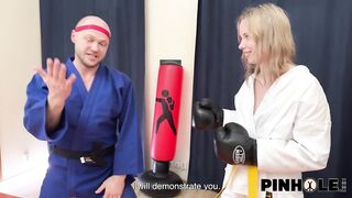 PINHOLE XXX. Russian blonde's butthole was defeated
