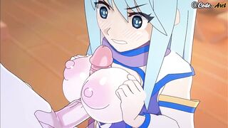 Aqua challenges kazuma and gets drilled