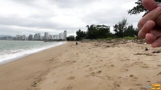 Babe Can I Cum On Your Breasts? - Public Wang Flashing On The Beach