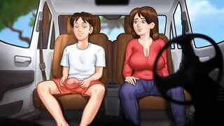 Summertime Saga - Hot MILF stepmom takes a ride on a huge ramrod in the car