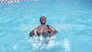 Having fun with my friends at the pool