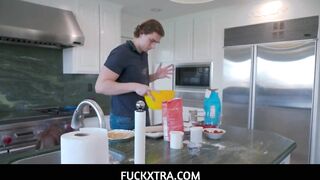 Favourable stud pummmeling Madi Collins lovely vagina over the table