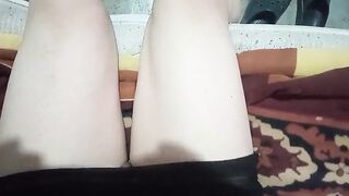 My step cousin's pleased ending with real masturbation. She shows off her pretty legs.