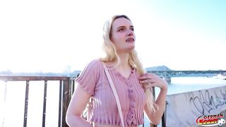 GERMAN SCOUT - Skinny German Teen Amber Kawaii get leg shaking Orgasm at Casting Sex