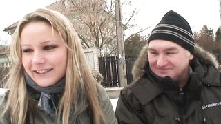 Horny old pervert screws his granddaughter in the snow
