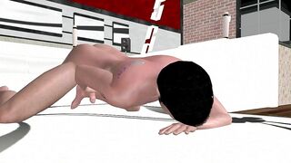 3D Gay Porn: Solo Hunk Shakes Biggest Jock in Hypnotic Weenie Swing Jerk-Off