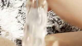 screwing myself POV with my glass dildo