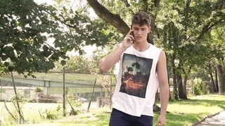 Stunning muscular man tops a twink male