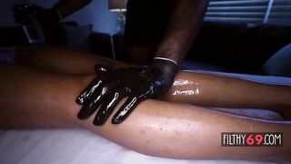 Busty black babe gets oiled and banged hard - September Reign