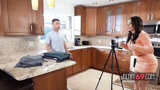 Horny milf stepmother ace screw with stepson in the kitchen
