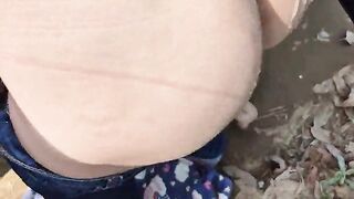 Wife gets a load on her ass in public in the street!