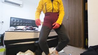 Locked Up in Multilayer Mask with Painful Anal Dildo