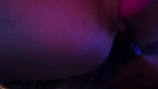 White gal in glasses gives throat to a Black Jock
