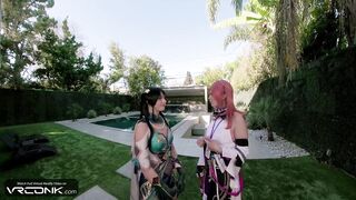 VR Conk: Hot Gals With Constricted Twats Screw Hard In FFM Game Porn Parody - VR Porn