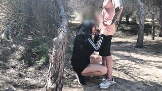 Follar duro en el bosque