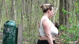 Boy Tempt German Curvy BBW Mature Kathy Deep to Suck His Knob at Public Place