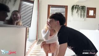 Golden-haired Slutty Wife Seduces Shy Antenna Guy and Gets Fucked Hard