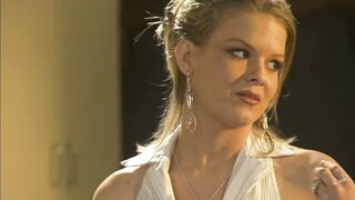 Hawt golden-haired babe with natural big tits gets the one and the other holes drilled
