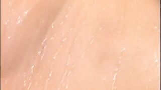 Hairy MILF floozy masturbates below shower