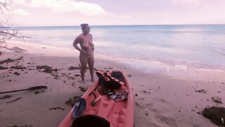 Kinky Couple Big Bazookas Cowgirl Wife Orgasm Sex on Barbados Beach POV