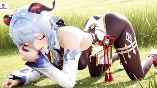 Genshin Impact Ganyu animated anal footjob titjob crampie