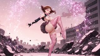 Hawt Ochako Uraraka Wet Body Pink Lingerie Compilation