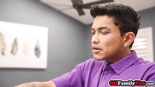 Sexy stepmom Izi Blu Sky swallowed big shlong and enjoyed rough sex