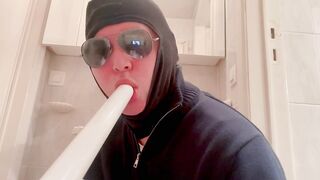 young taut ass likes to play with a long stick