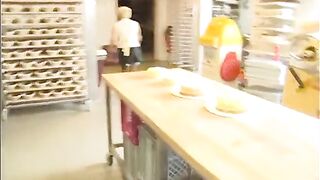 Mature bitch and young lezzies in food fight