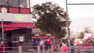 PUBLIC BANG! Petite coed Lou Nesbit drilled OUTDOOR! (ENGLISH) Dates66
