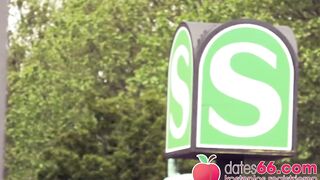 dates66.com Silicon-tits MILF screws stranger on stairs (PUBLIC)