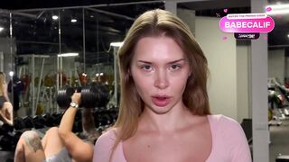 Torn Leggings and Arsehole of Shameless Slut During Workout. Rough Public Ana...