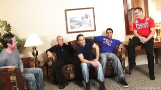 Stripper gets group-drilled by five lads in a hotel room