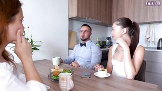 Asian Wife Kvini Kim and Her Husband Have Awkward Threesome Sex with Nicole Murkovski!