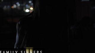 FAMILY SINNERS - Raging Stepdad Teaches His Stepdaughter A Lesson With Hard Sex And A Load On Her Bush