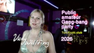 Public amateur gang-bang party