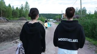 SUP instructor fucks two lewd gals right next to the lake