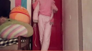 Pink Femboy Strip Tease