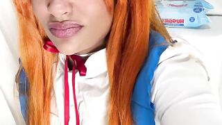 Asuka Cosplay Fart & Burp Compilation Plugsuit and School Uniform Overweight Ebony