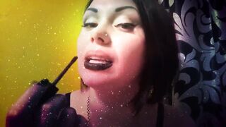 Witch with black lips french kissing with you & riding you